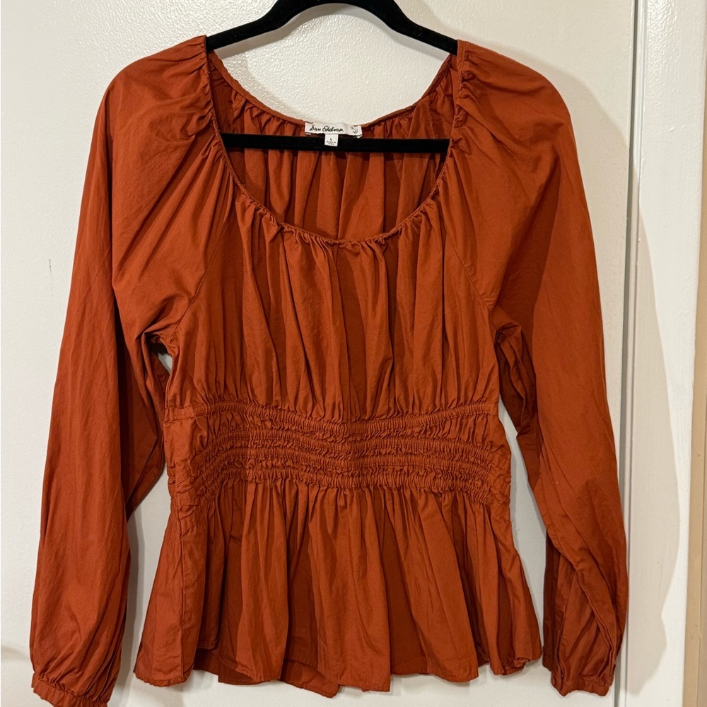 Sam Edelman Terracotta Smocked Blouse